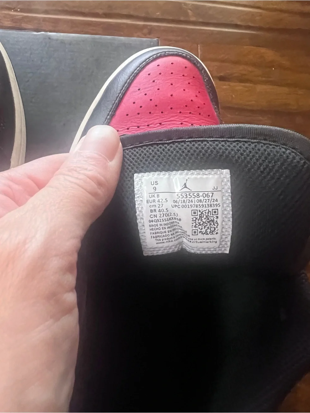 Jordan 1’s High top Sneakers in Black and Red